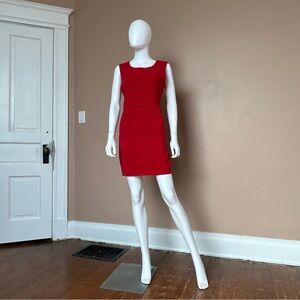 Calvin Klein Red Sheath Mini Dress Scoop Neck Sleeveless